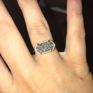 Kendra Scott Platinum and gold drusy ring